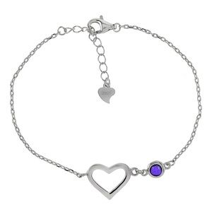 925 Sterling Silver Cubic Z Heart Charm Bracelet